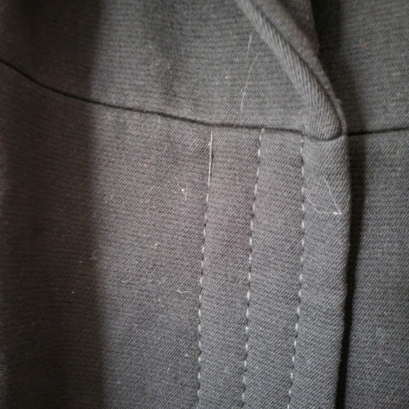 Vintage 70s Penny Lane Style Black Wool Trench Coat with Fur Trim - Picture 11 of 11